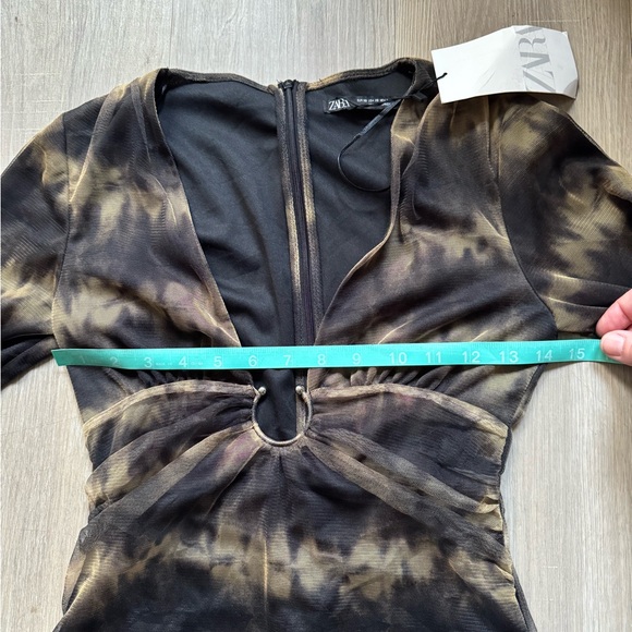 Zara Black and Brown Long Sleeve Dress - Picture 5 of 8